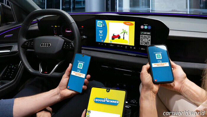 Audi has a concealed feature that allows passengers to play games while the car is in motion | Carscoops